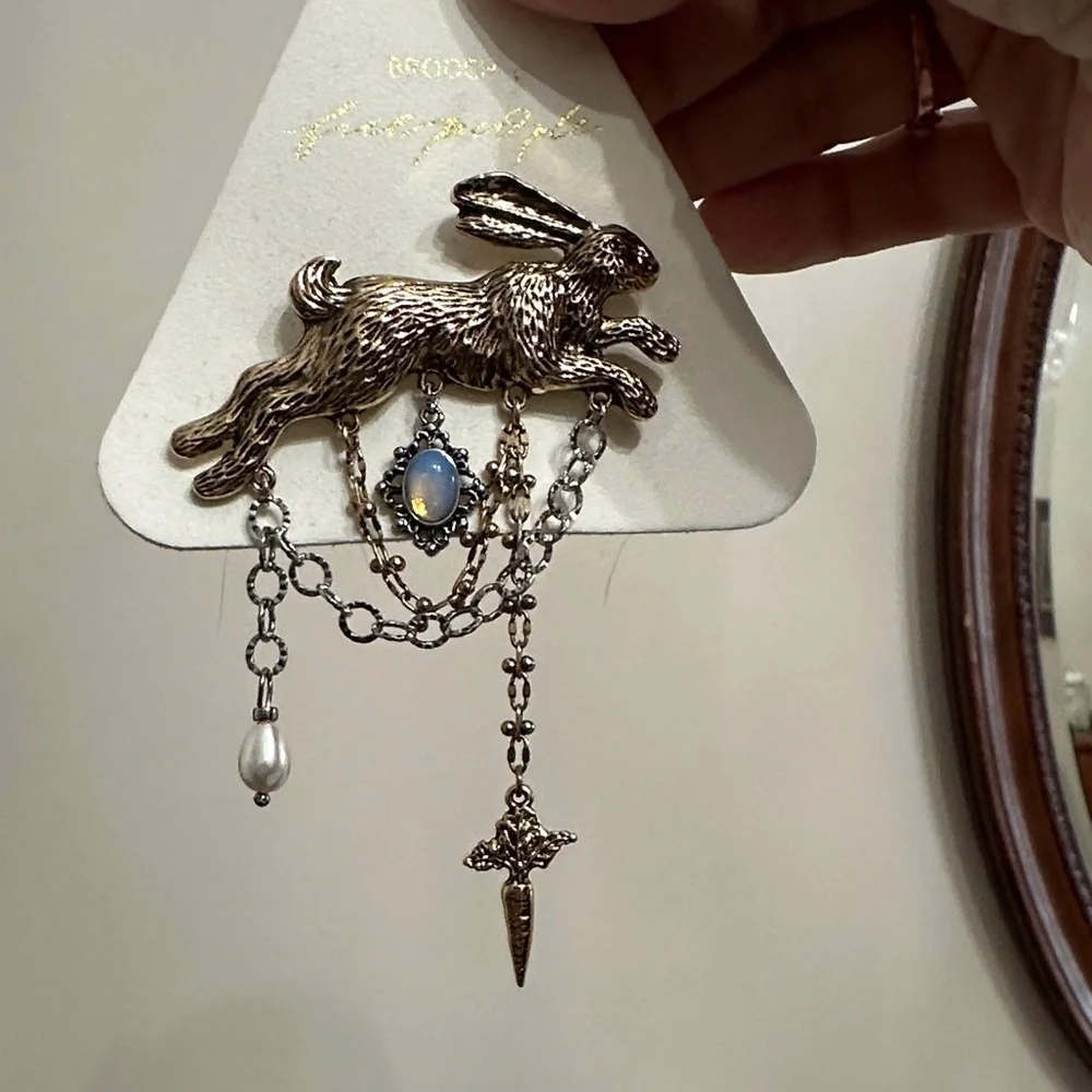 Free People Gold and Silver Rabbit Brooch - Picture 2 of 4
